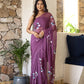 Elegant purple Stylera lightweight party wear saree with floral embroidery for festive occasions