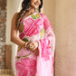 Stylera lightweight party wear saree with vibrant pink floral prints, perfect for festive occasions