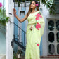 Elegant Stylera lightweight pastel saree with floral print, featuring vibrant roses for a stylish look