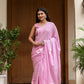 Elegant lightweight summer saree for women in pink with floral embroidery, perfect for warm weather occasions