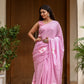 Elegant lightweight summer saree for women in pink with floral embellishments, perfect for warm weather occasions