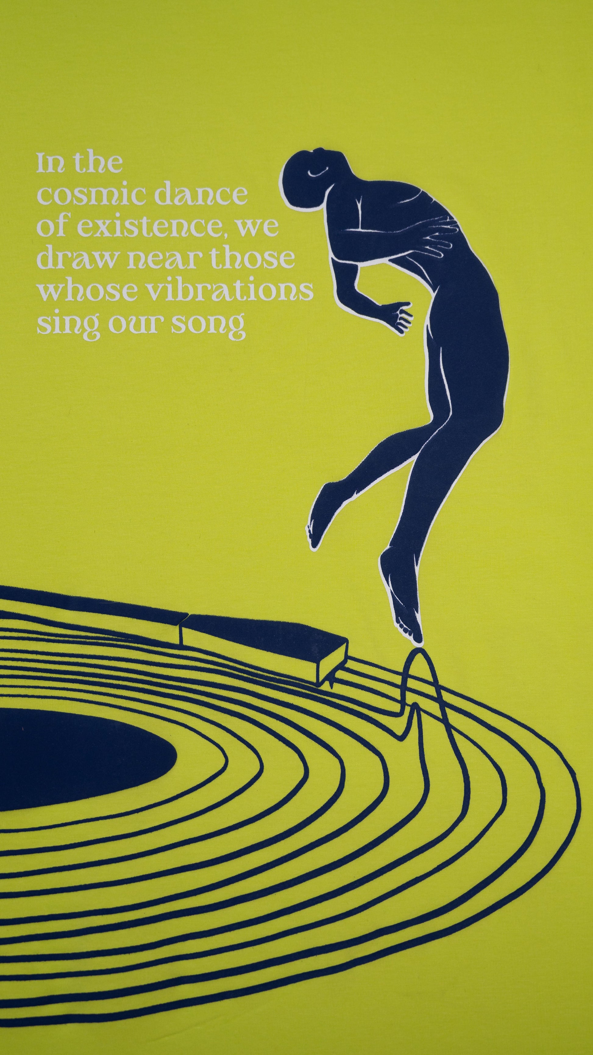 Lime green graphic t-shirt oversized featuring an artistic dancer design with a motivational quote