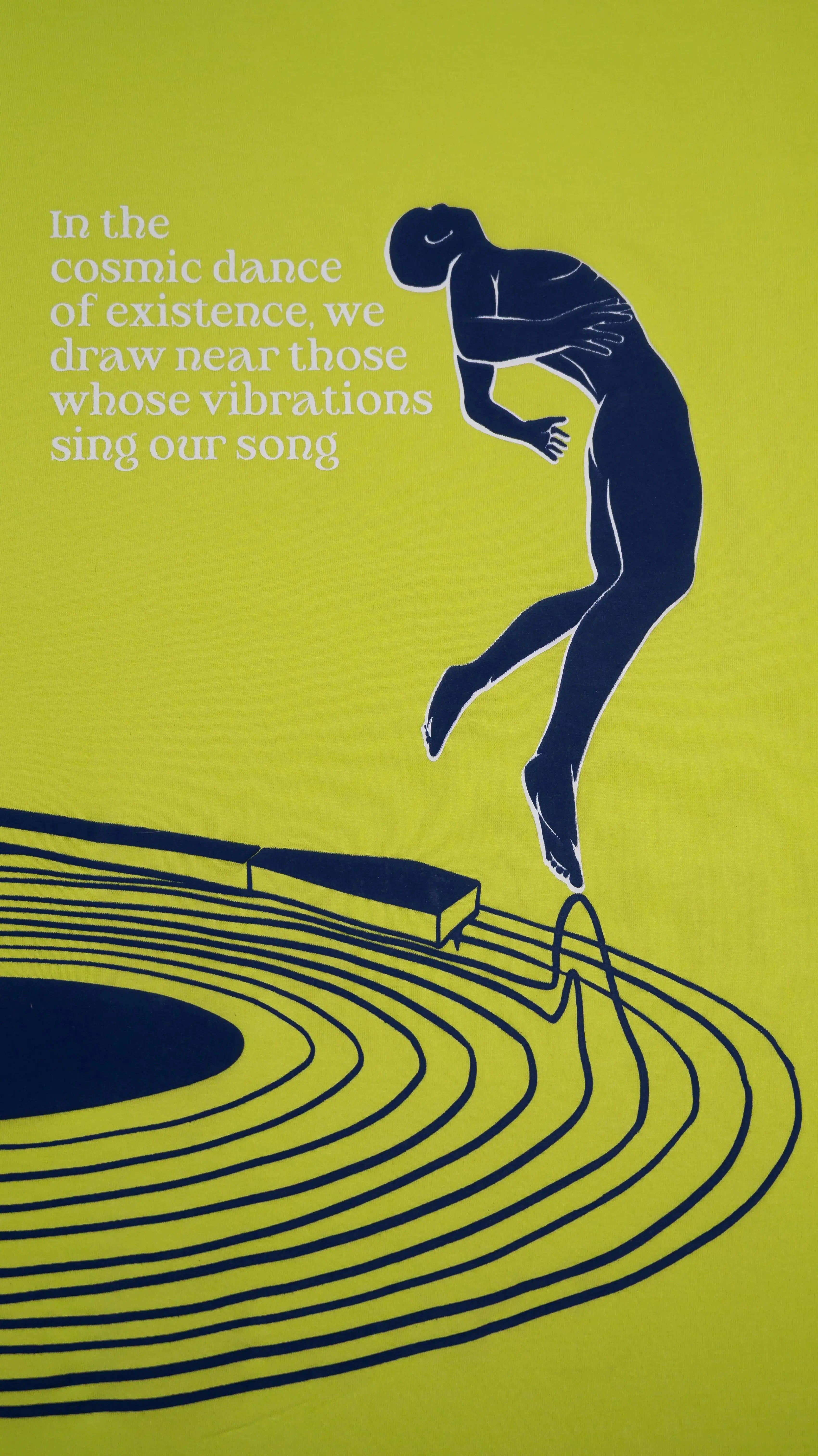 Lime green graphic t-shirt oversized featuring an artistic dancer design with a motivational quote