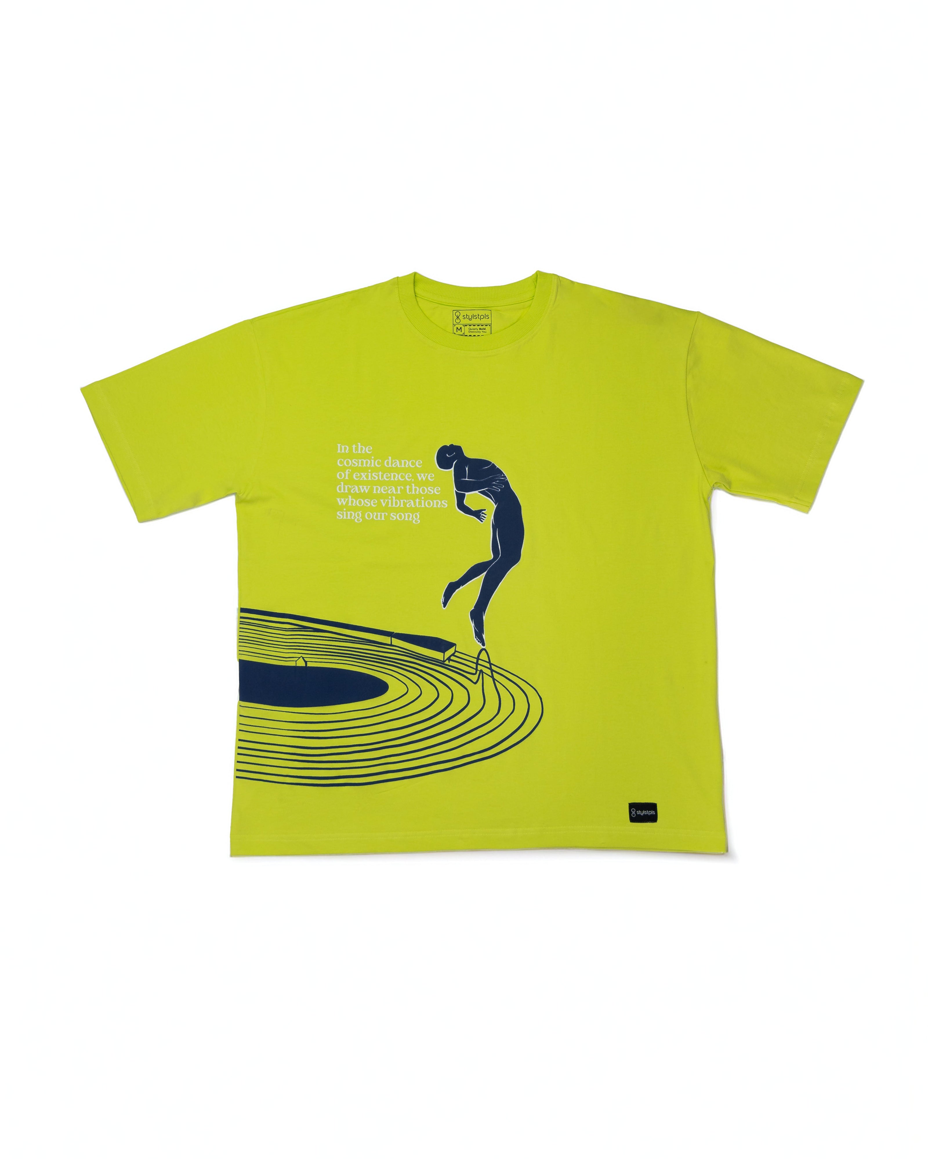 Stylstpls lime green graphic t-shirt oversized featuring a bold silhouette design and inspirational quote