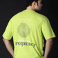 Lime green graphic t-shirt oversized featuring a unique frequency design on the back