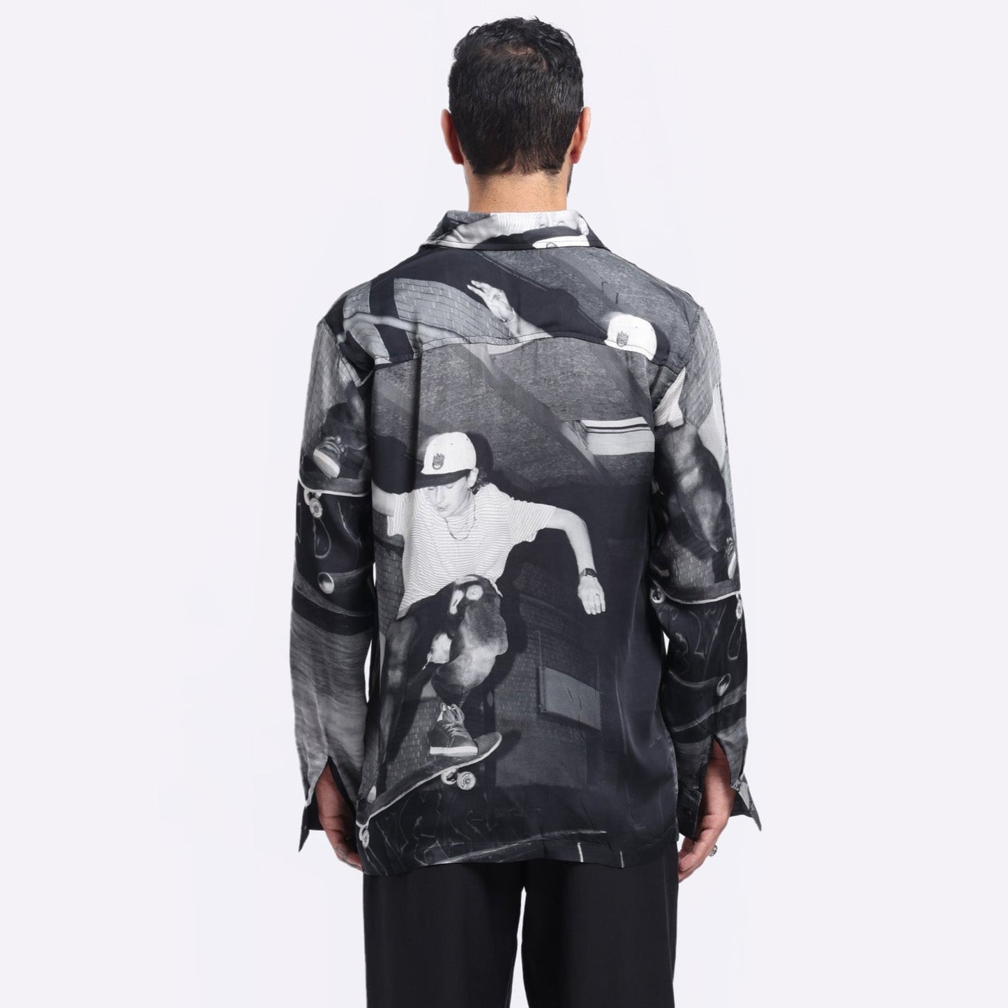 Stylera long sleeve urban skater shirt featuring a unique skateboarding graphic design