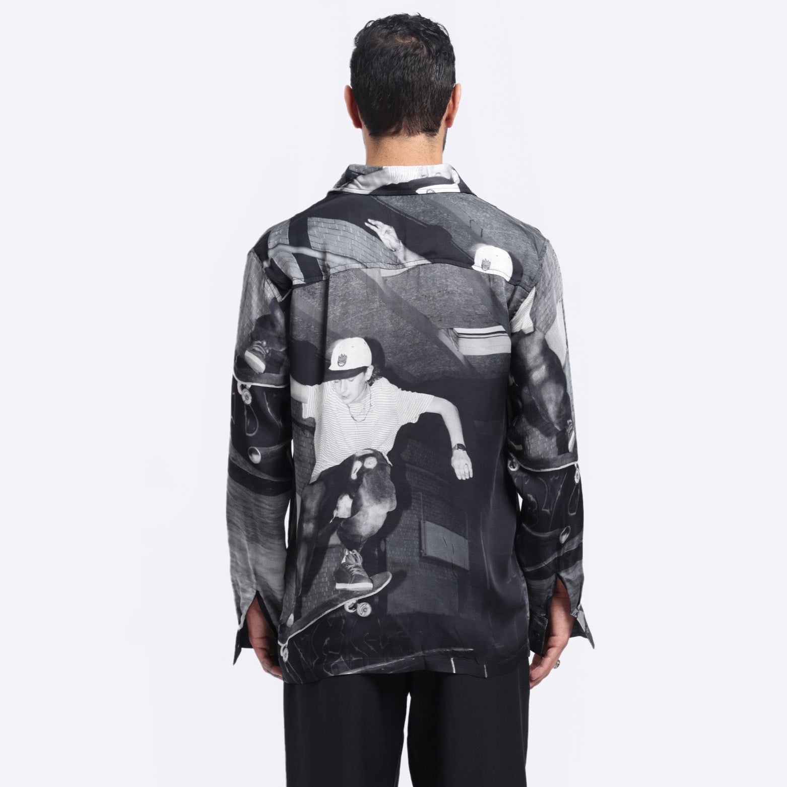 Stylera long sleeve urban skater shirt featuring a unique skateboarding graphic design