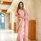 Elegant Stylera luxury statement saree for special occasions in soft pink with floral embroidery