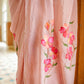 Elegant luxury statement saree for special occasions with floral embroidery in soft pink hues