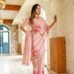 Stylera luxury statement saree for special occasions in soft pink with floral prints