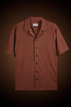 Brown Textured Slim Fit Shirt