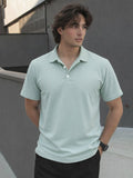 Jade Green Solid Terry Cut Away Collar Regular Fit Polo T-Shirt