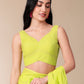 Stylera Bright Green Mal Mal Saree for Women with Elegant Floral Design and Stylish Blouse