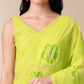 Bright green mal mal saree for women with floral embroidery and elegant drape