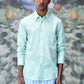 Stylera malmal regular fit formal shirt mint green long sleeve button down on male model