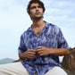 Men's abstract blue oversize shirt by Stylera for a casual and stylish look