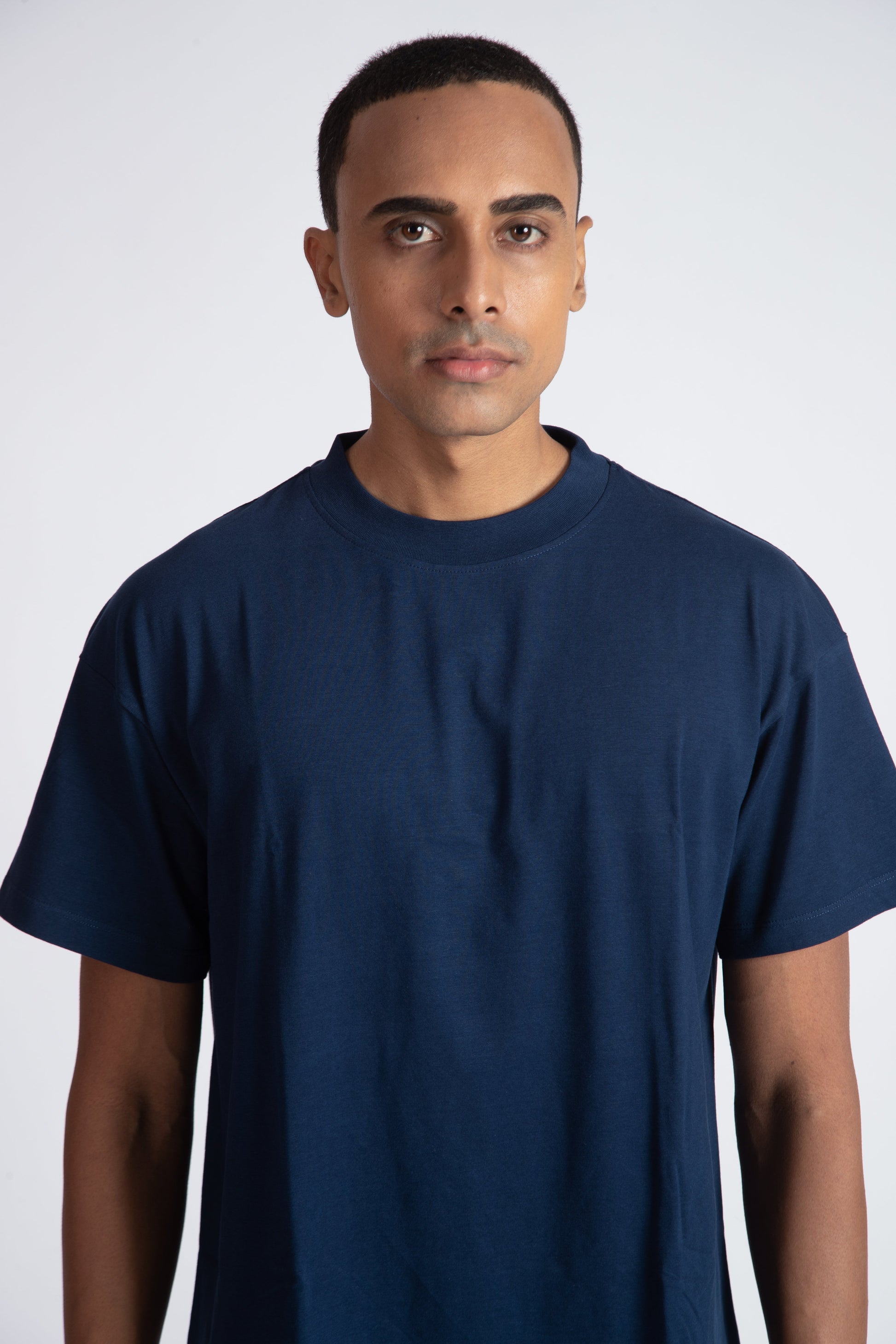 Stylera men's blue regular fit t-shirt worn by male model with short hair