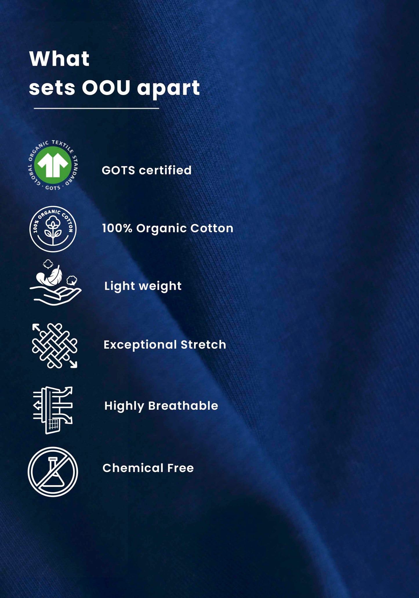 Men's blue regular fit t-shirt by Stylera highlighting features like organic cotton and exceptional stretch