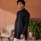 Stylera mens designer Jodhpuri kurta in black with button details for stylish comfort