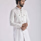 Stylish Men's ethnic kurta pant set in white with button details for a modern ethnic look