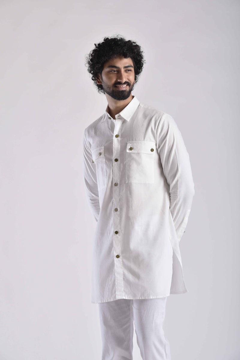 Stylish Stylera Men's ethnic kurta pant set in white offering a comfortable and traditional look