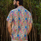 Back view of a men's floral Hawaiian shirt by Stylera, featuring vibrant floral patterns.