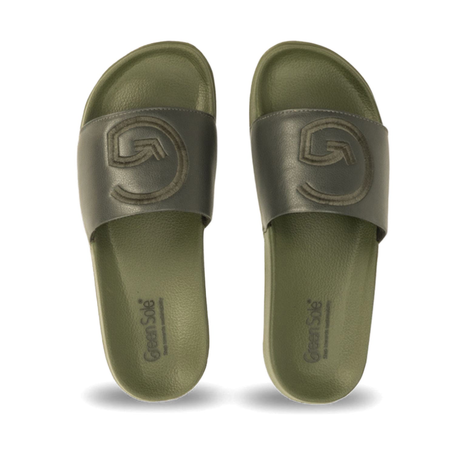 Men's green slides by Stylera featuring a comfortable sole and stylish design