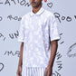 Stylera mens ikkat print polo in white with subtle patterns and short sleeves