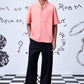Stylera mens overlapping pocket shirt in coral pink with short sleeves and relaxed fit
