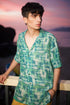 Mens oversized printed shirt from Stylera featuring a stylish pattern in green shades