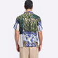 Men's patterned short sleeve shirt by Stylera featuring a colorful design with plant motifs
