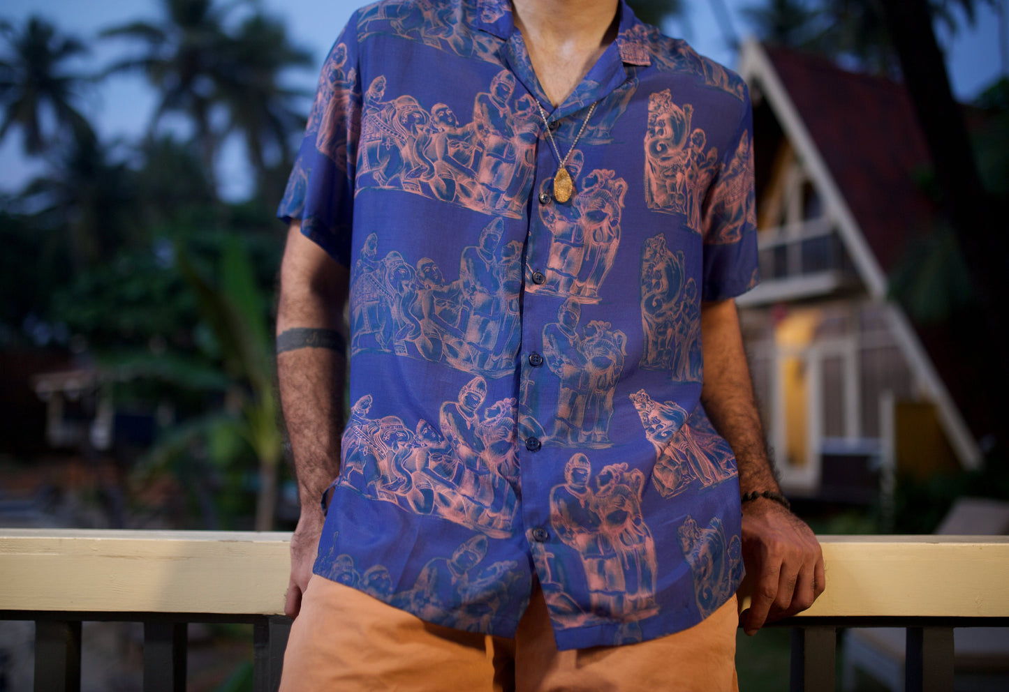 Men's printed oversized casual shirt with colorful designs, perfect for relaxed summer outings