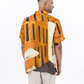Stylera men's printed short sleeve shirt featuring a vibrant urban design in warm colors