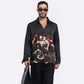 Stylera men's trendy statement shirt featuring a bold art print design on a sleek black background