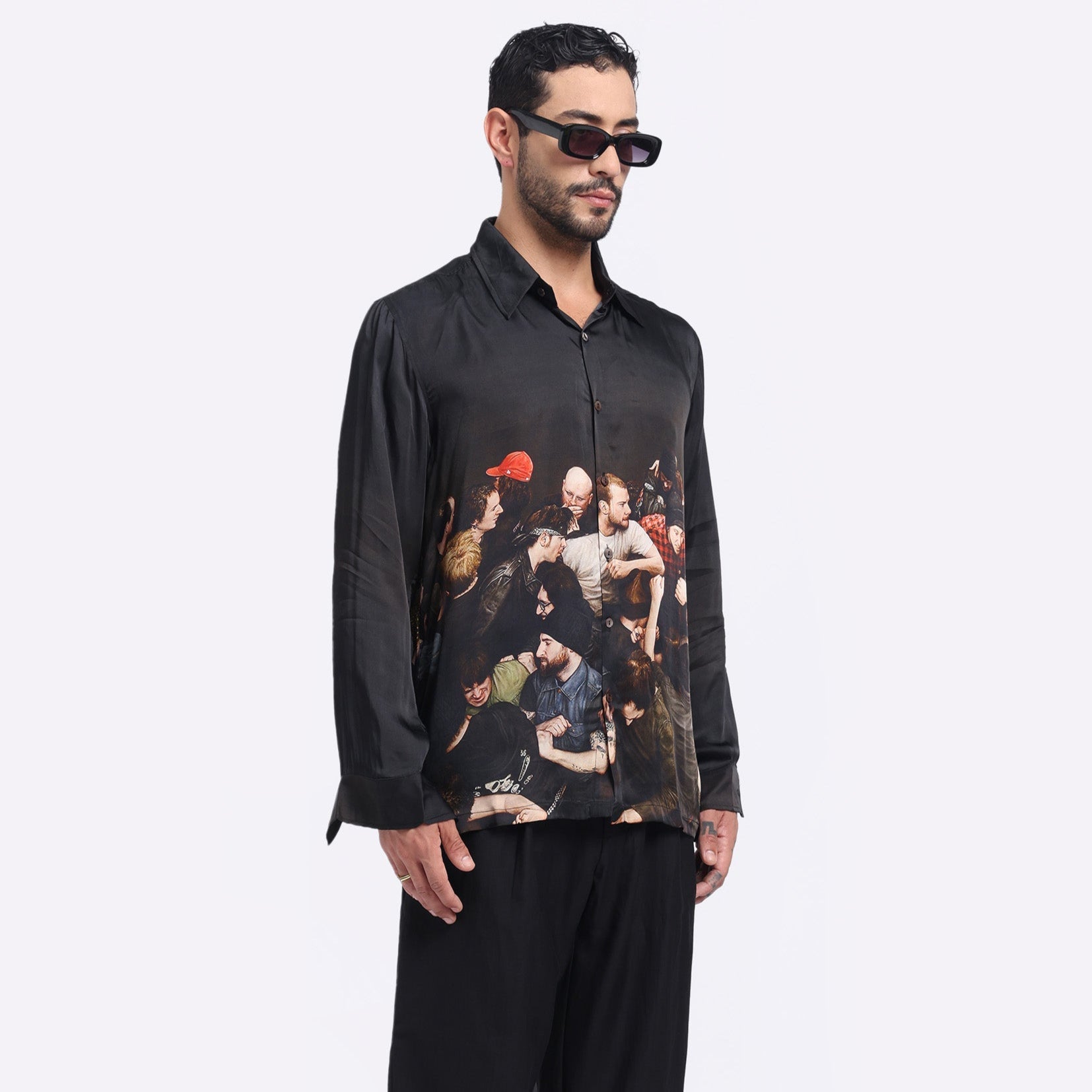 Stylera men's trendy statement shirt featuring a bold graphic design with artistic imagery