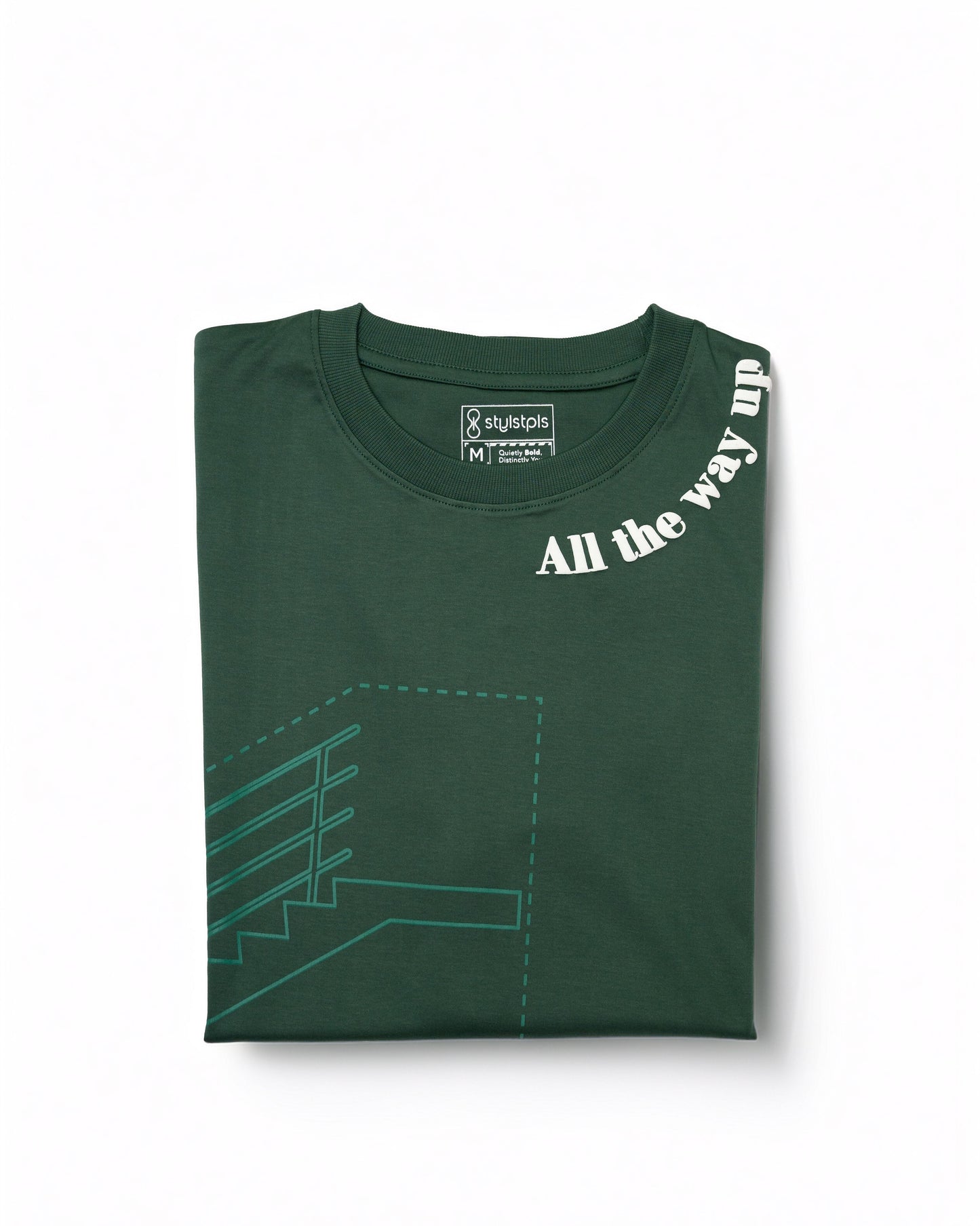 Stylstpls men's trendy streetwear t-shirt in green with unique graphic design