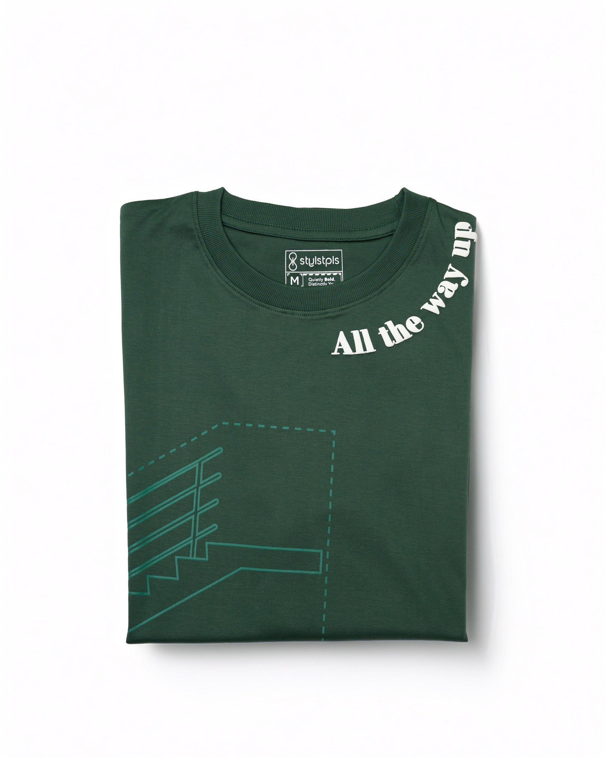 Stylstpls men's trendy streetwear t-shirt in green with unique graphic design