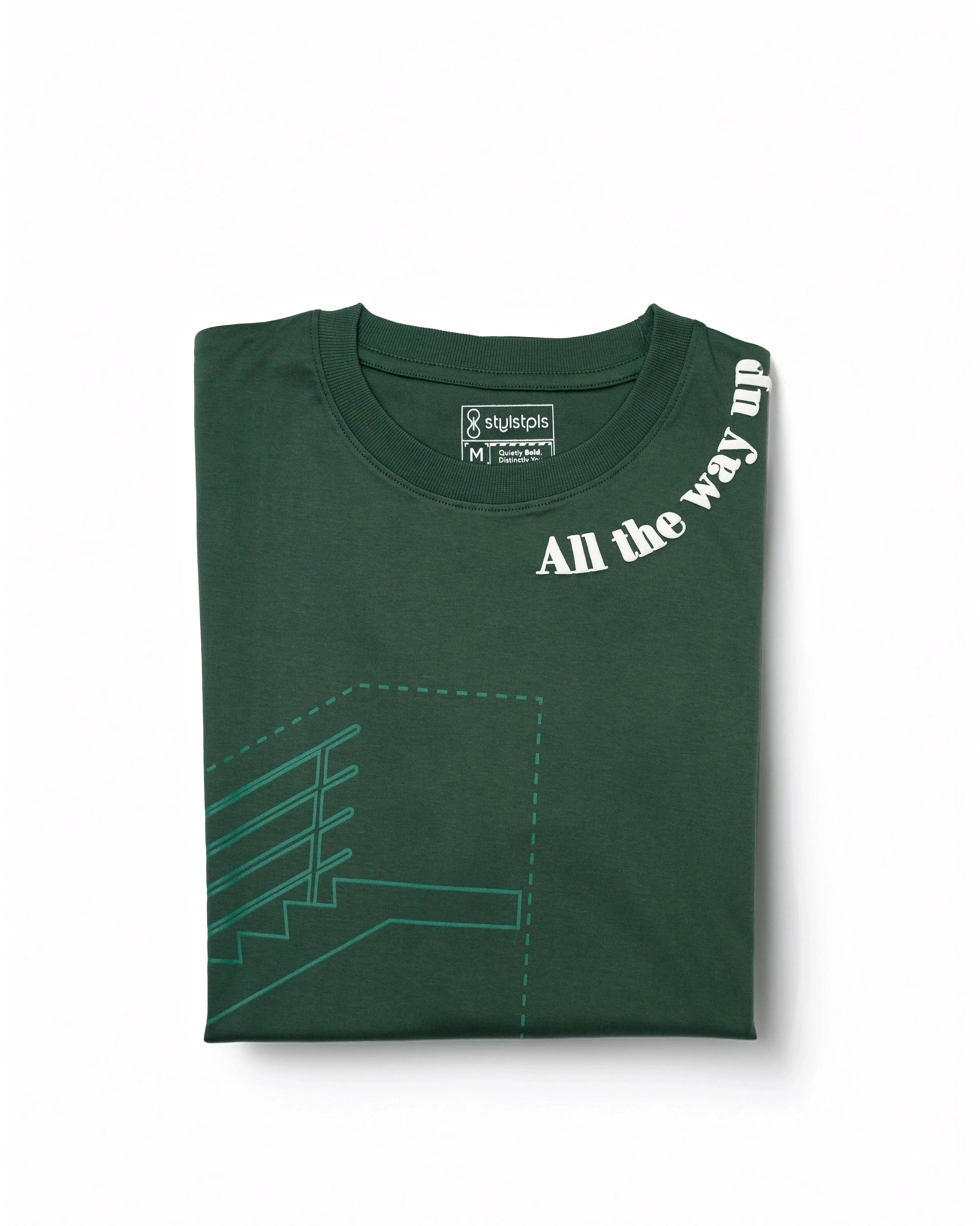 Stylstpls men's trendy streetwear t-shirt in green with unique graphic design