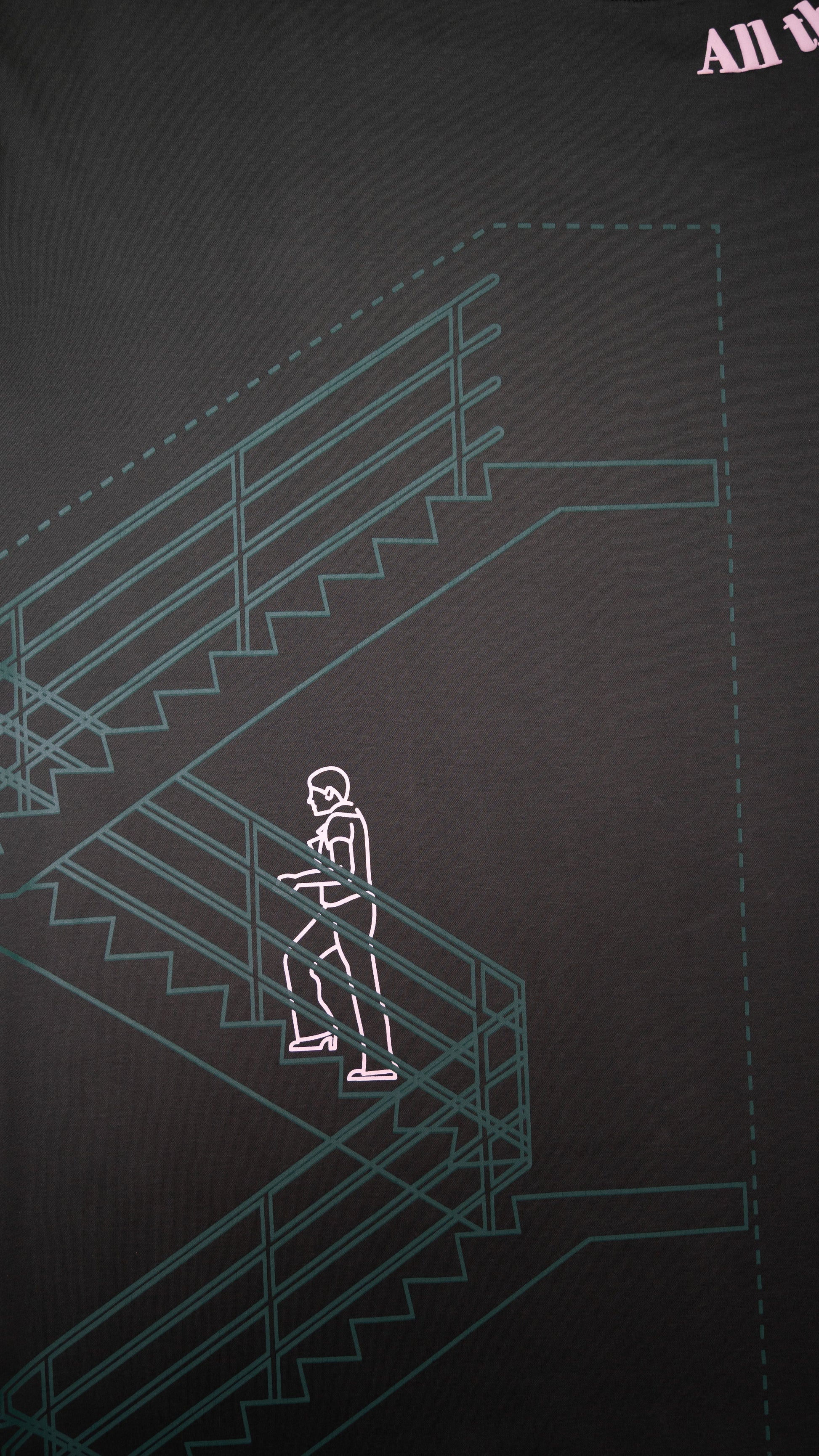Stylstpls men's trendy streetwear t-shirt featuring a unique staircase graphic design