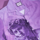 Lilac short sleeve button shirt by Stylera with large classical sculpture print men's trendy summer shirts