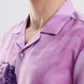 Stylera lavender Cuban collar short sleeve shirt with sculpture print on model men's trendy summer shirts