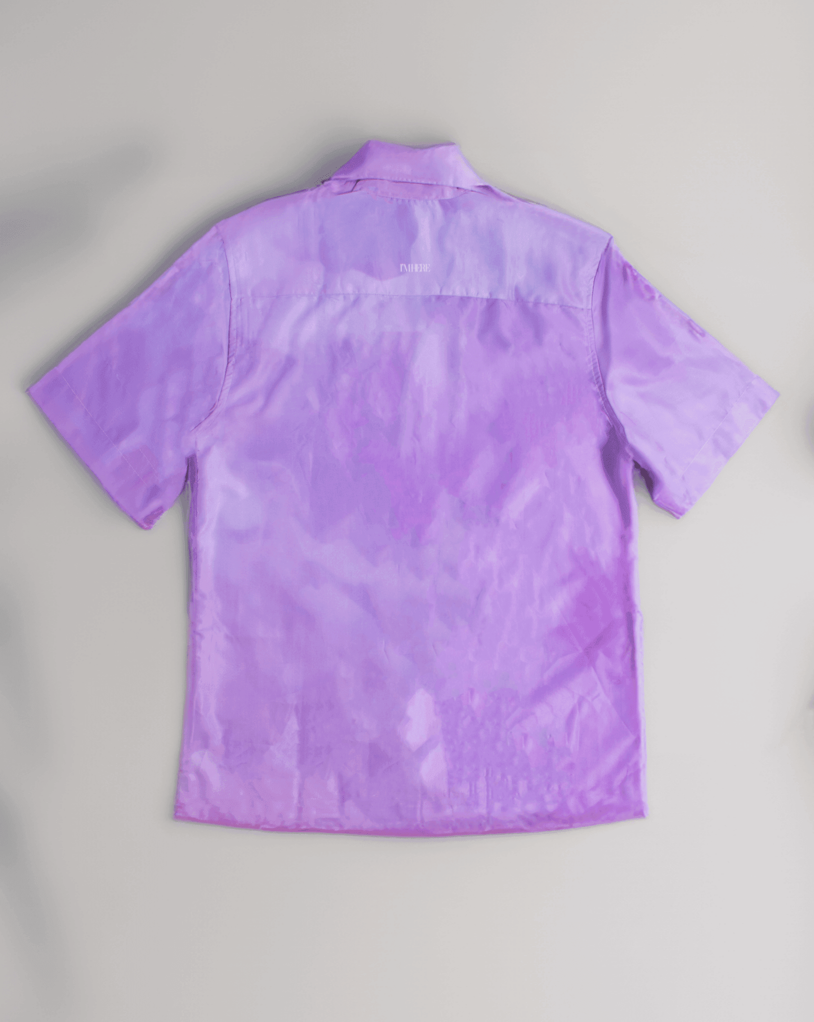 Stylera lavender short sleeve shirt back view men's trendy summer shirts lightweight cotton blend casual fit