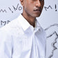 Stylera men's trendy white shirt with subtle embroidery detail on the shoulder