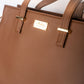 Mocha elegance handbag by Stylera, featuring stylish design and gold accents for a chic look