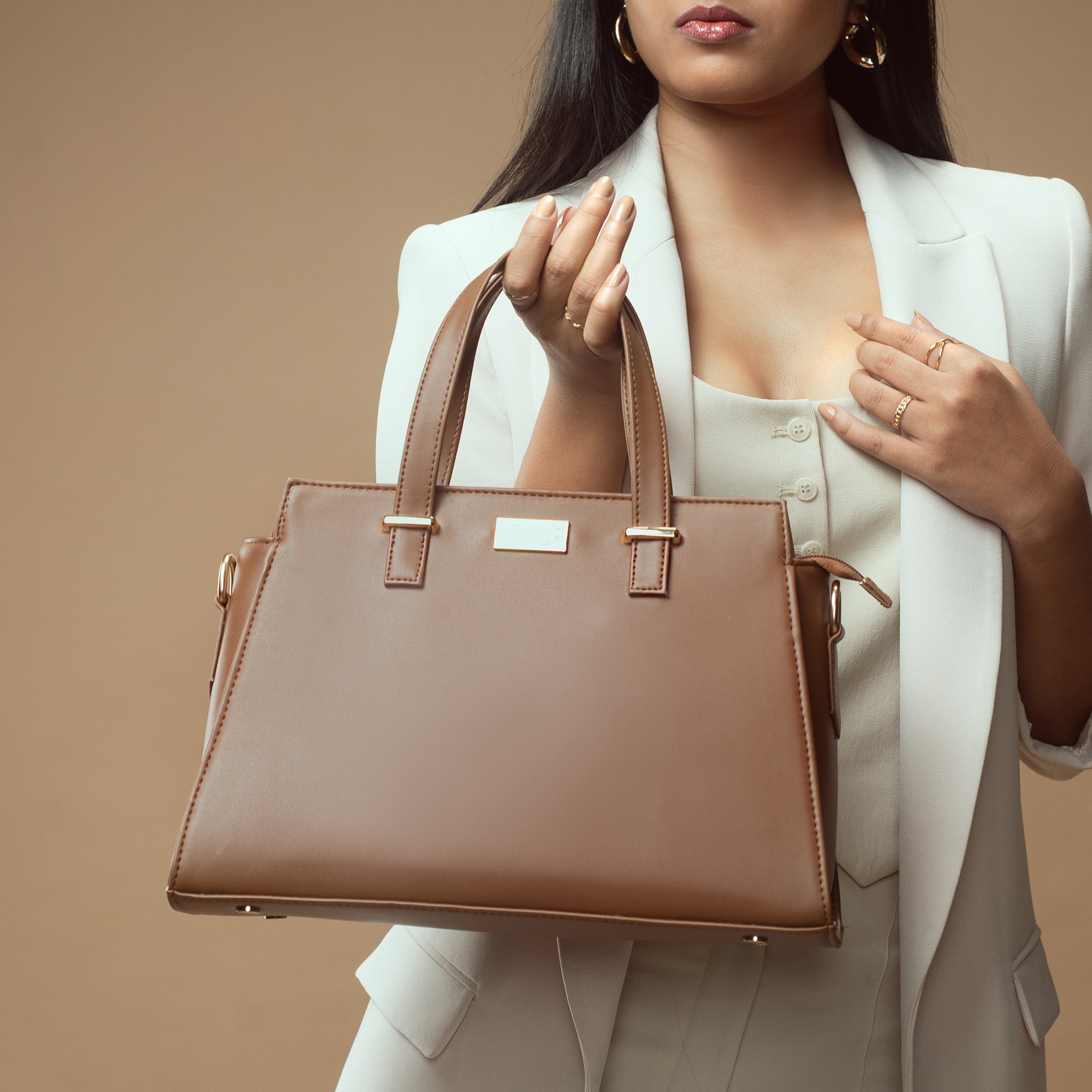 Mocha elegance handbag by Stylera with stylish design and structured silhouette