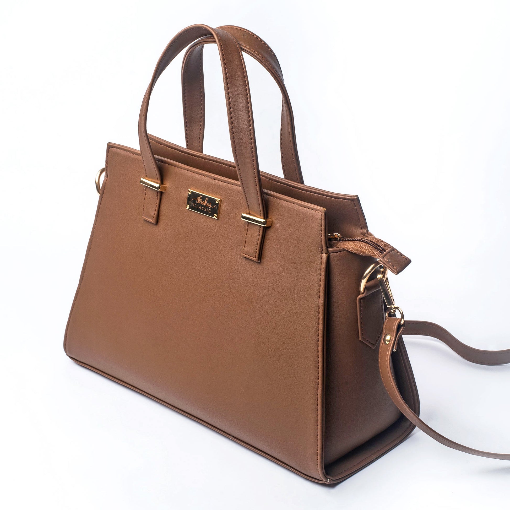 Mocha elegance handbag by Stylera with stylish design and detachable shoulder strap