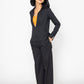 Stylera chic black blouse for women with long sleeves paired with matching black pants