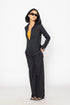 Stylera chic black blouse for women with long sleeves paired with matching black pants
