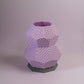 Sozori modern geometric table lamp in pastel purple, featuring a unique textured design