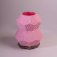 Sozori modern geometric table lamp in pink hexagonal design with unique texture